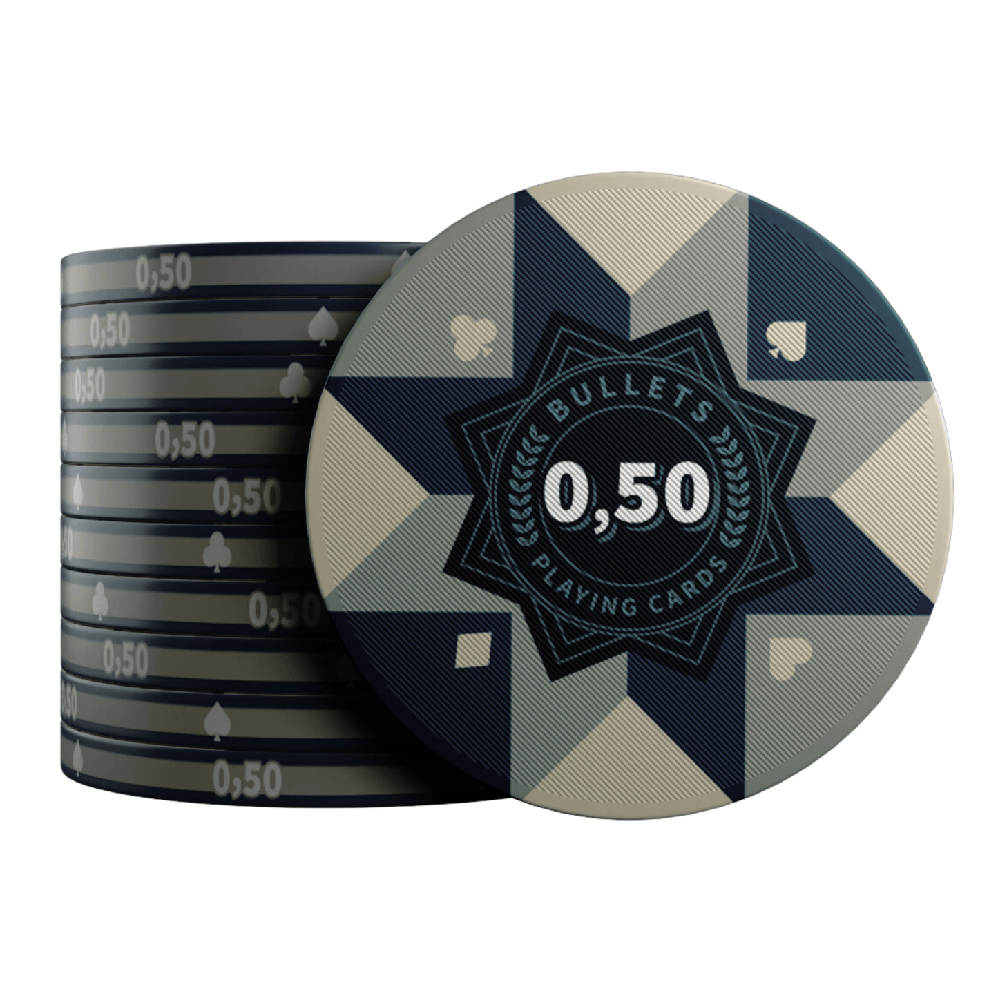 Ceramic poker chips "Paulie" with values - roll of 25 pcs