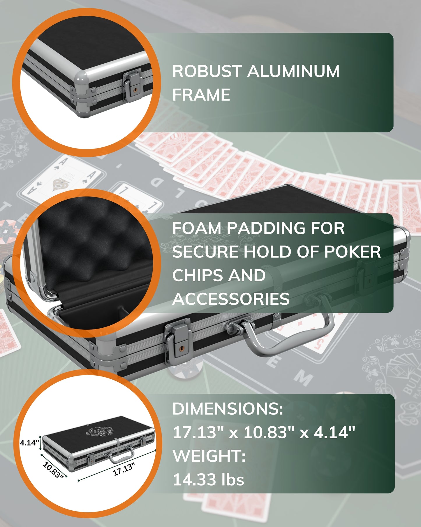 Poker case with 300 clay poker chips "Corrado" No Denominations