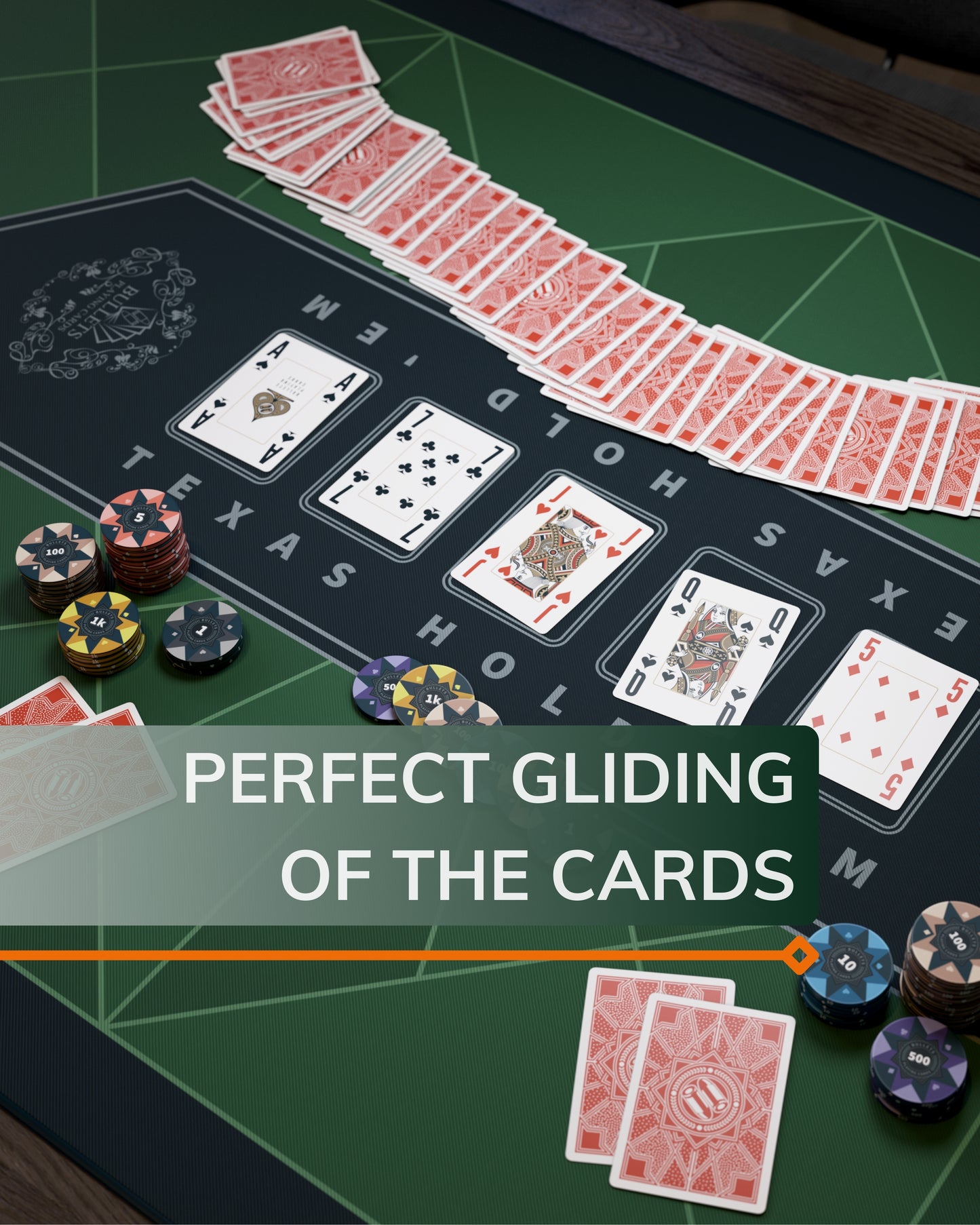 Poker Mat 'Paulie' Design - Rectangular - Different Colors And Sizes