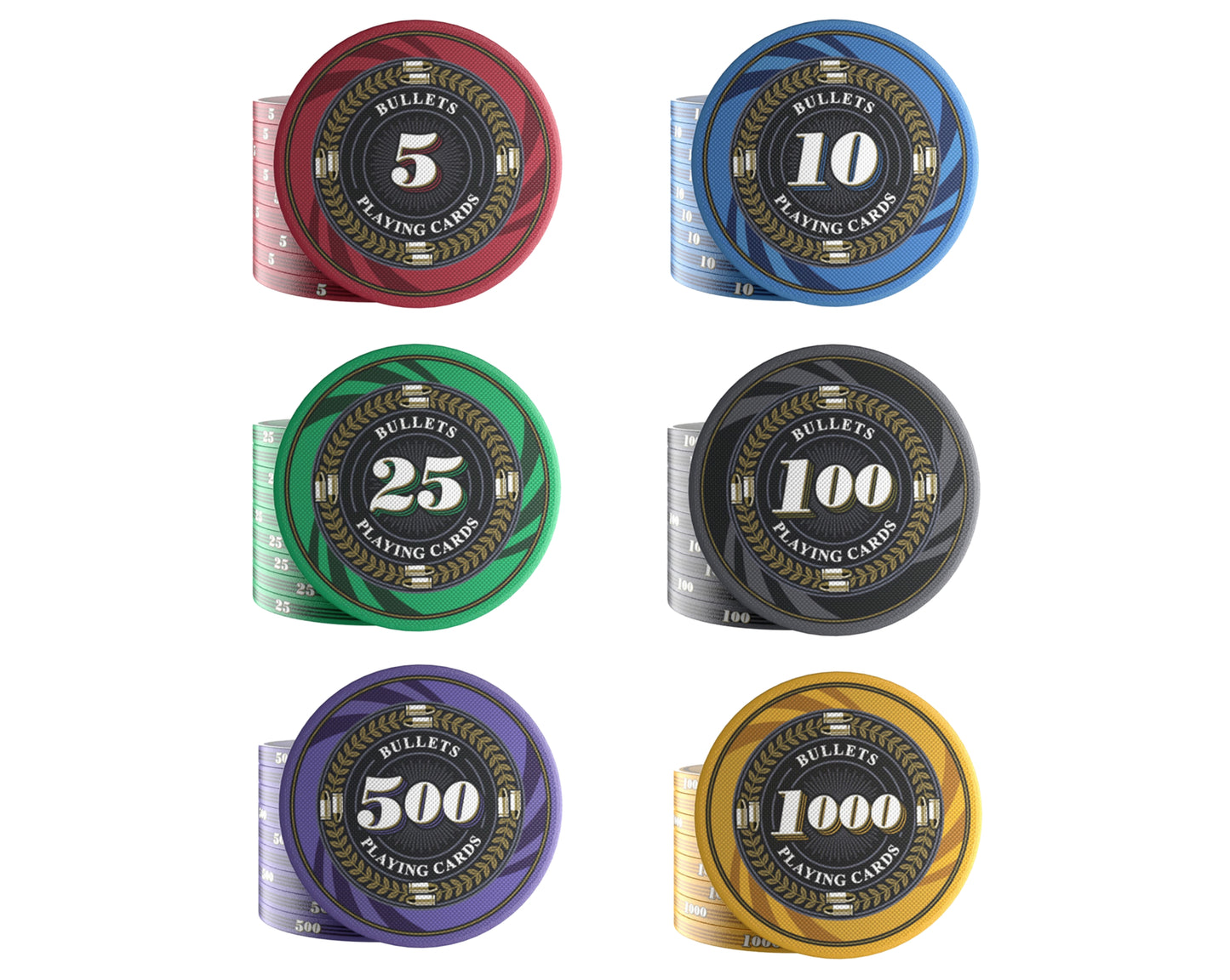 Ceramic poker chips "Silvio" with values - roll of 25 pcs
