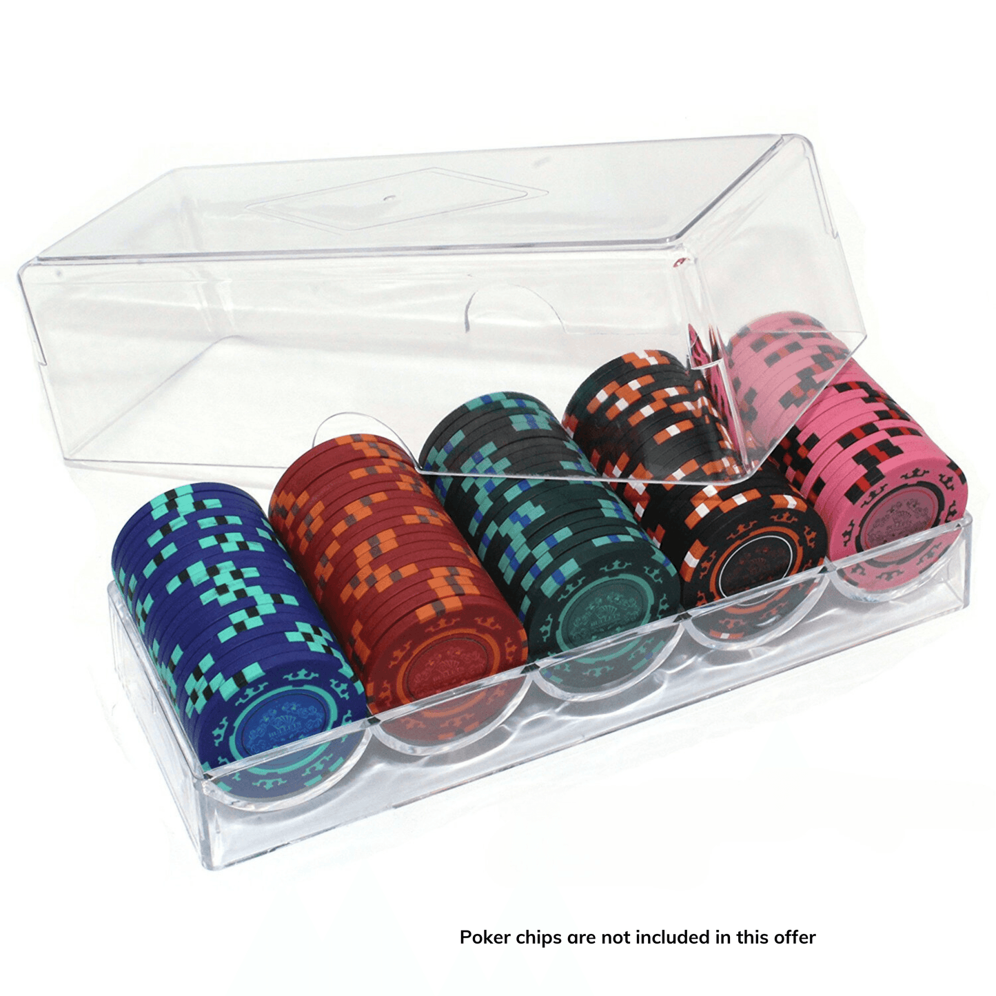 Poker chip trays with lids for 100 chips each (set of 5 trays)