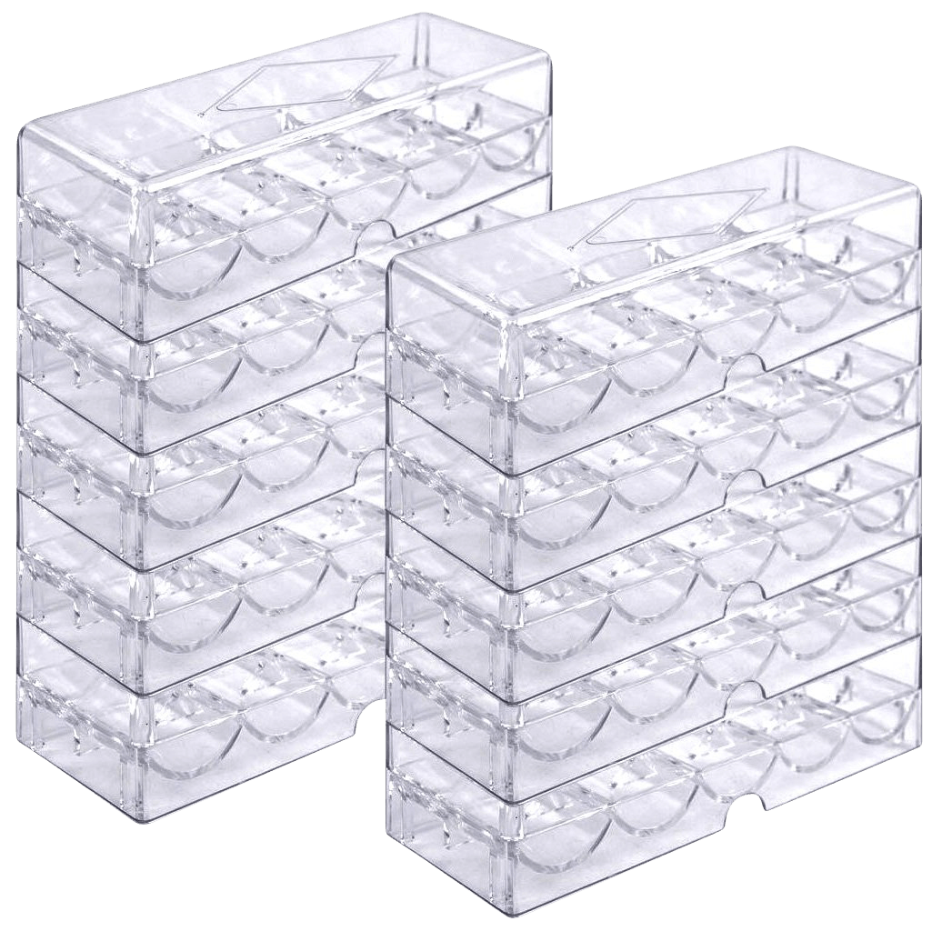 Poker chip trays with lids for 100 chips each (set of 5 trays)