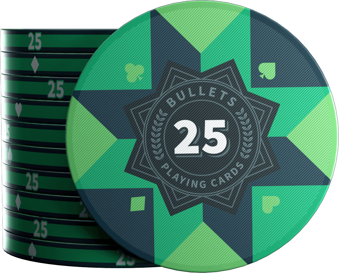 Ceramic poker chips "Paulie" with values - roll of 25 pcs