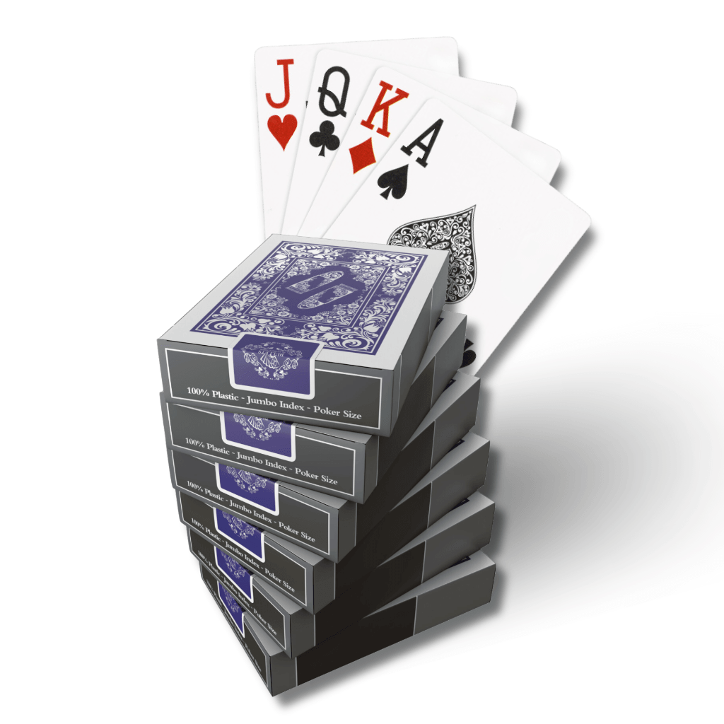 "Blackjack Deal" - 6x deck of cards of one color (red/blue) - Poker-Size - Jumbo Index