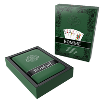 Load image into Gallery viewer, Rummy set in imitation leather case, including plastic playing cards, game rules with 15 Rommee variants, short rules, pen and pad