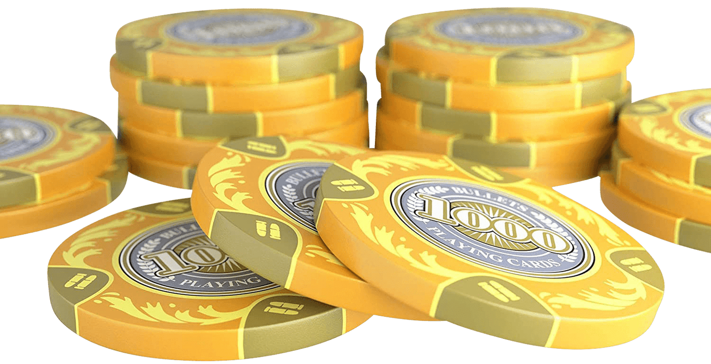 Clay Poker Chips “Tony” with Denominations – Roll of 20 | Bullets Cards