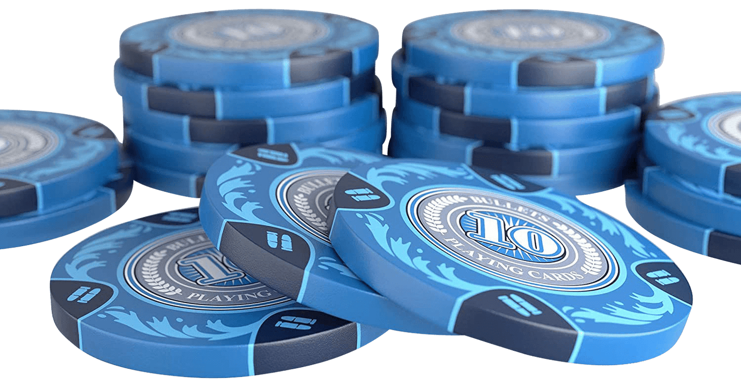 Clay Poker Chips “Tony” with Denominations – Roll of 20 | Bullets Cards
