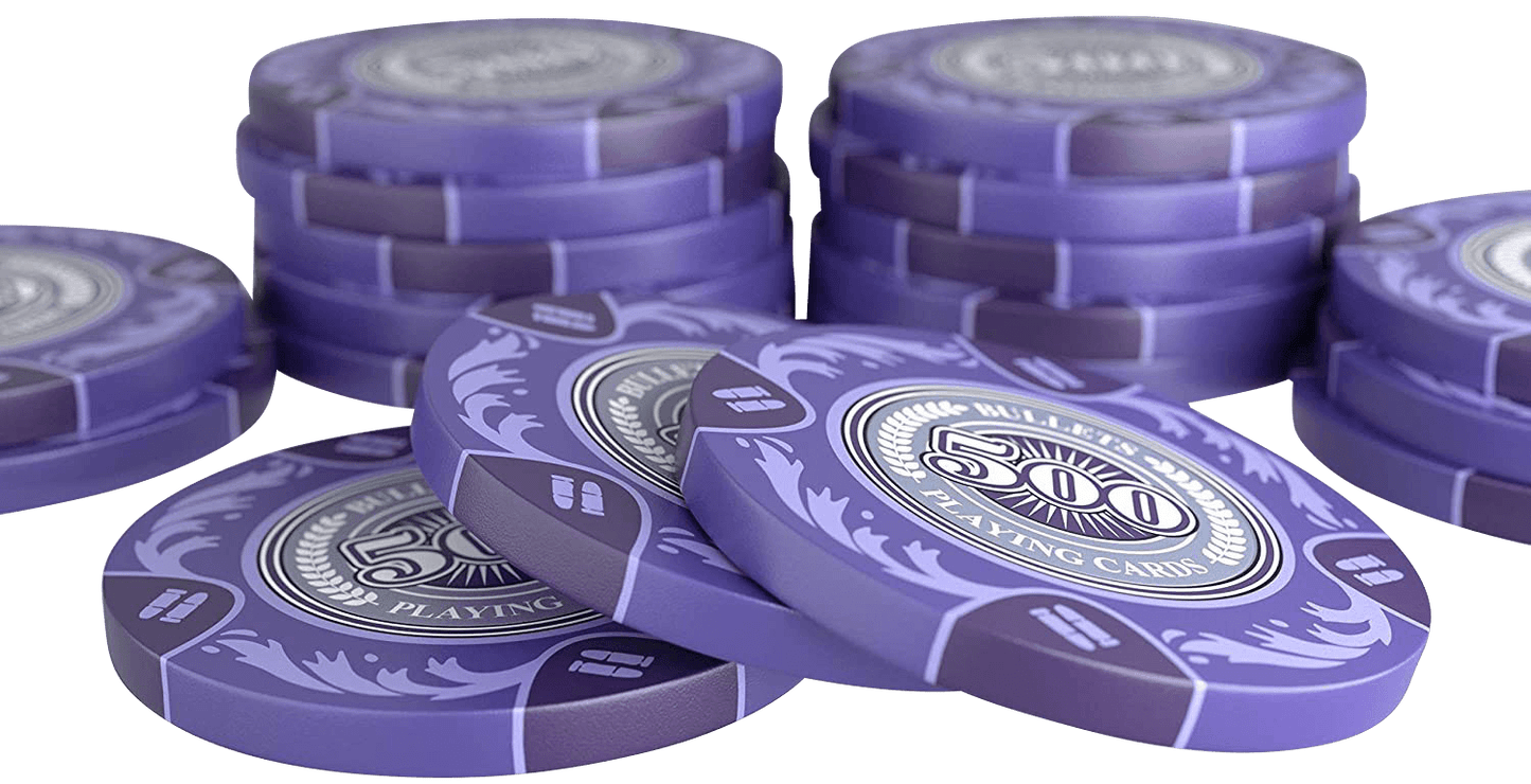 Clay Poker Chips “Tony” with Denominations – Roll of 20 | Bullets Cards