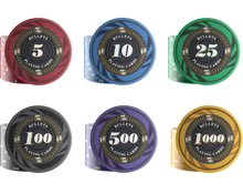 Load image into Gallery viewer, Ceramic poker chips &quot;Silvio&quot; with values - role of 25 pcs