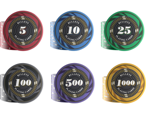 Ceramic poker chips "Silvio" with values - role of 25 pcs