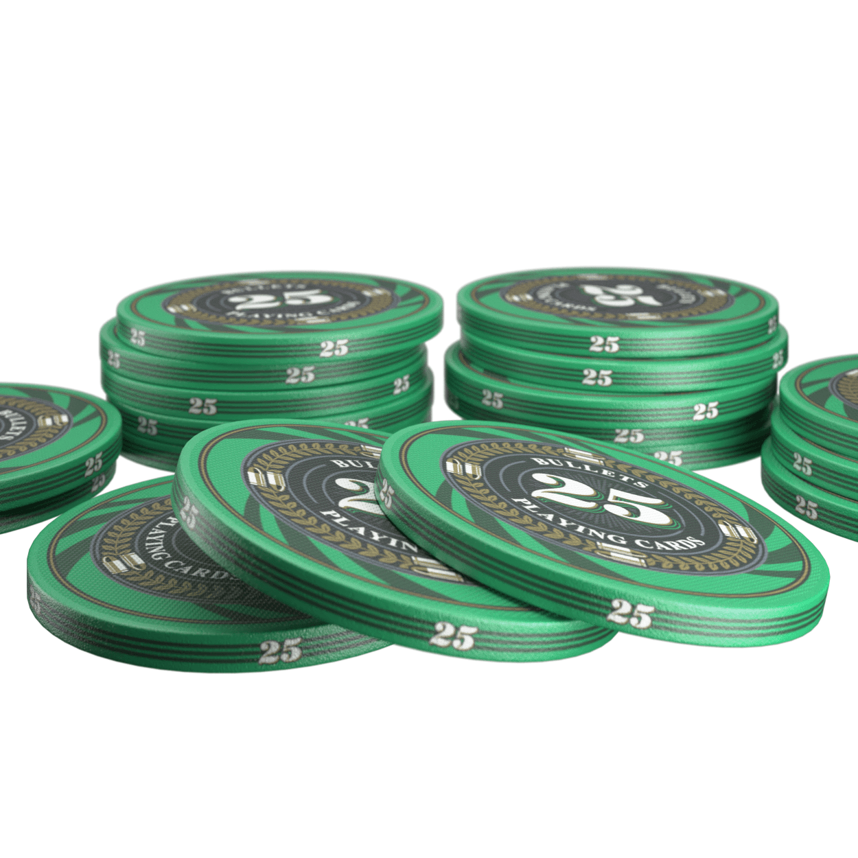 Ceramic poker chips "Silvio" with values - roll of 25 pcs