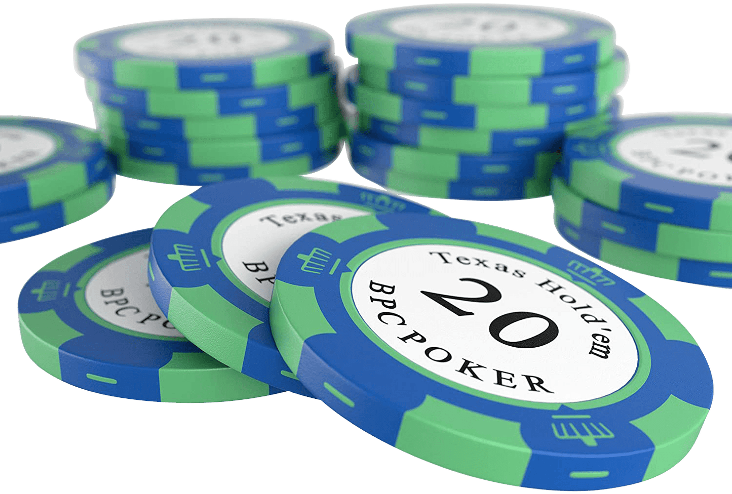 Clay poker chips "Carmela" with values - roll of 25 pcs