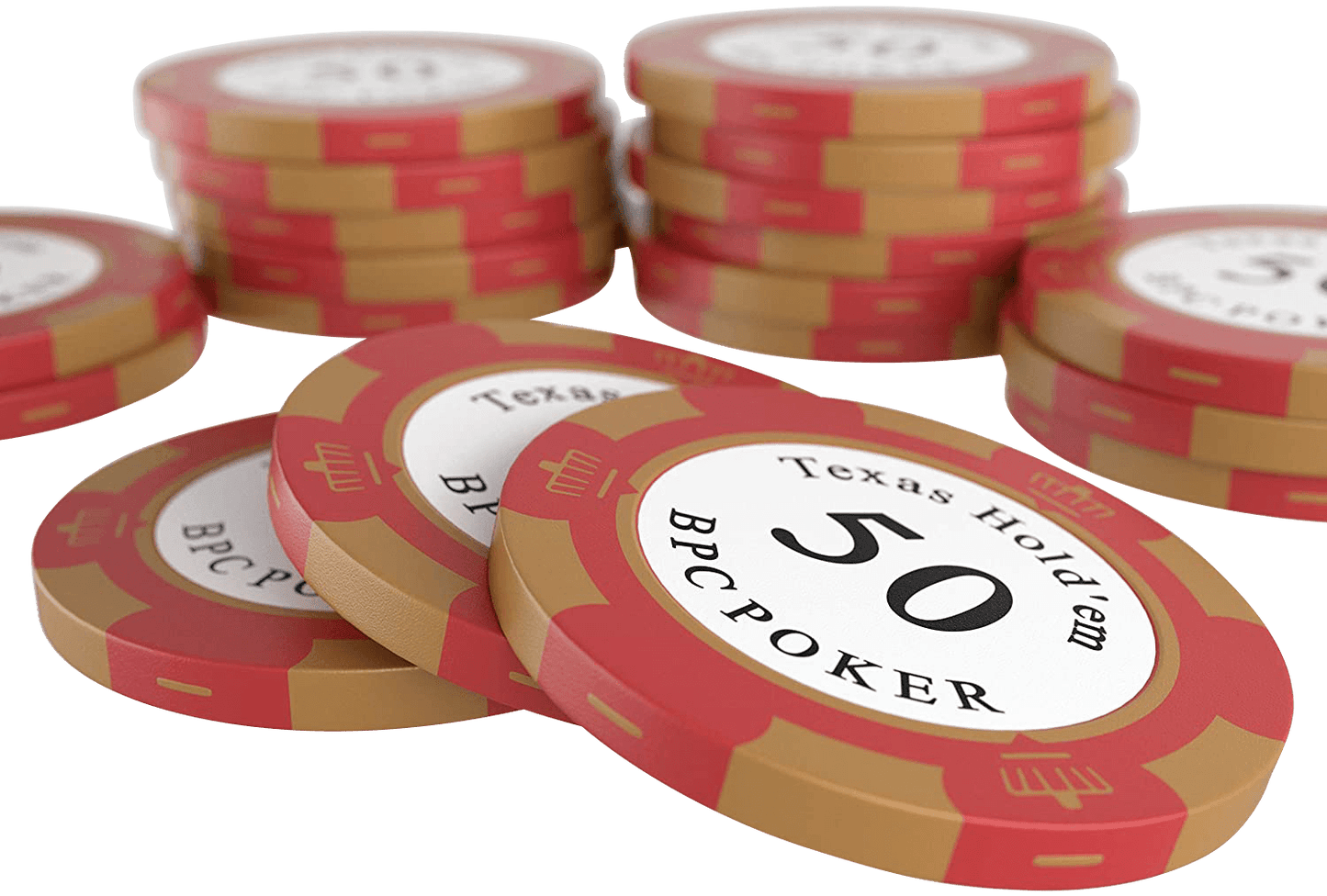 Clay poker chips "Carmela" with values - roll of 25 pcs