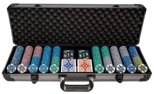 Poker set with 500 ceramic poker chips 