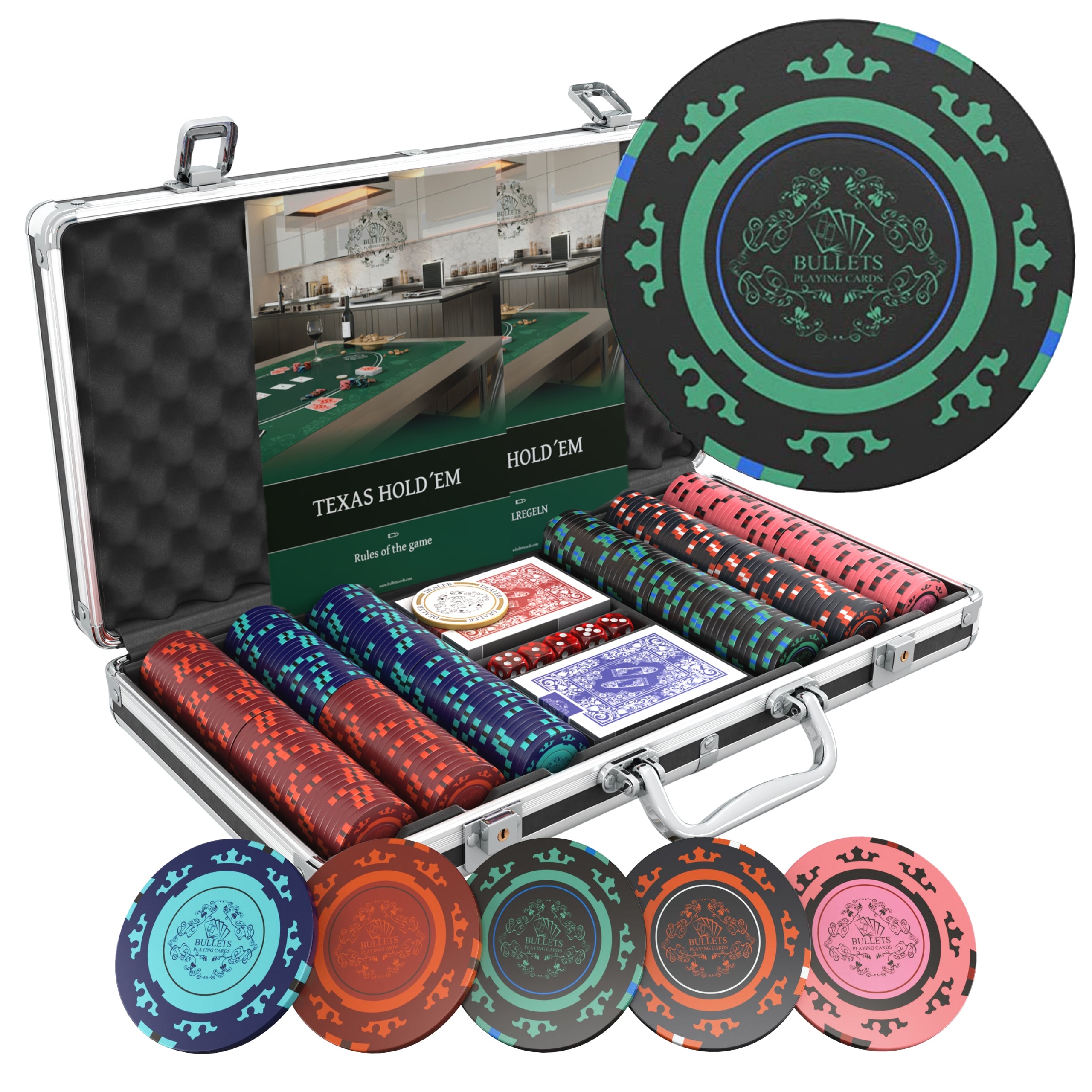 Poker Case with 300 Clay Chips – No Denominations | Bullets Cards ...