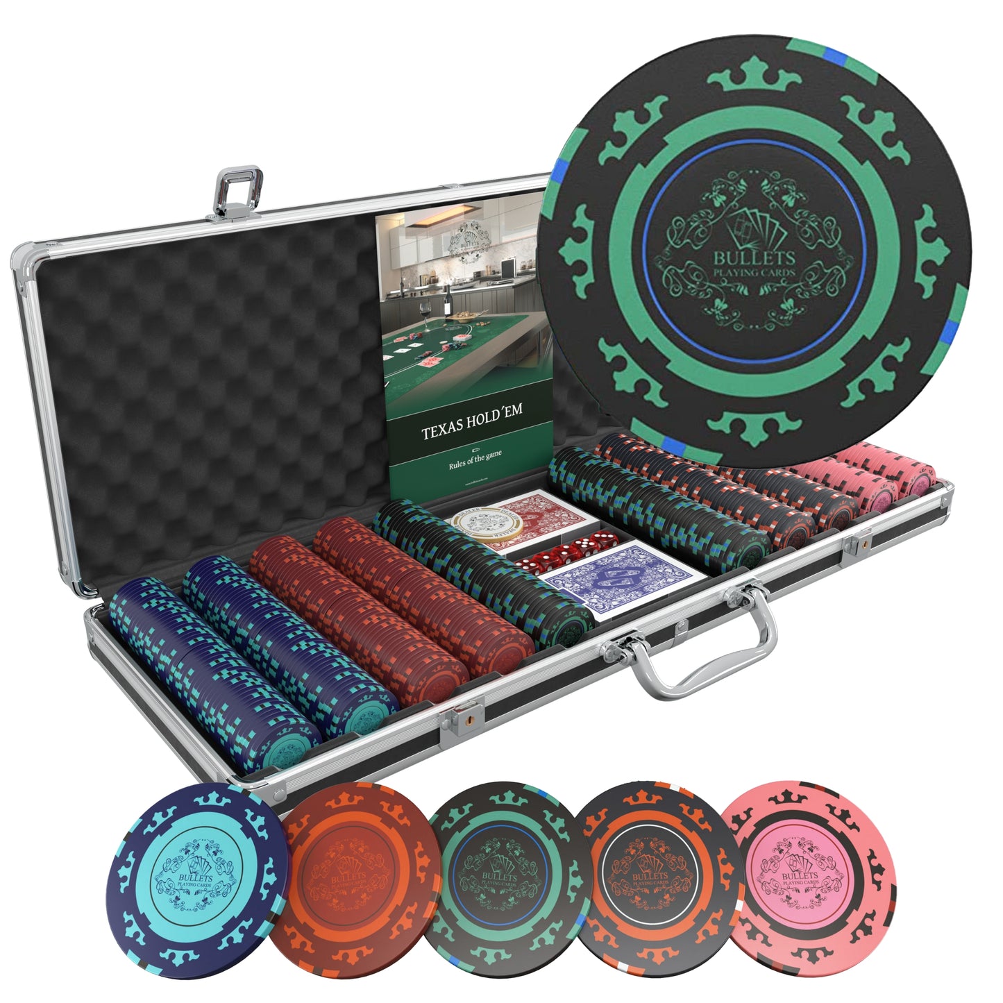 Poker case with 500 clay poker chips "Corrado" without Denominations