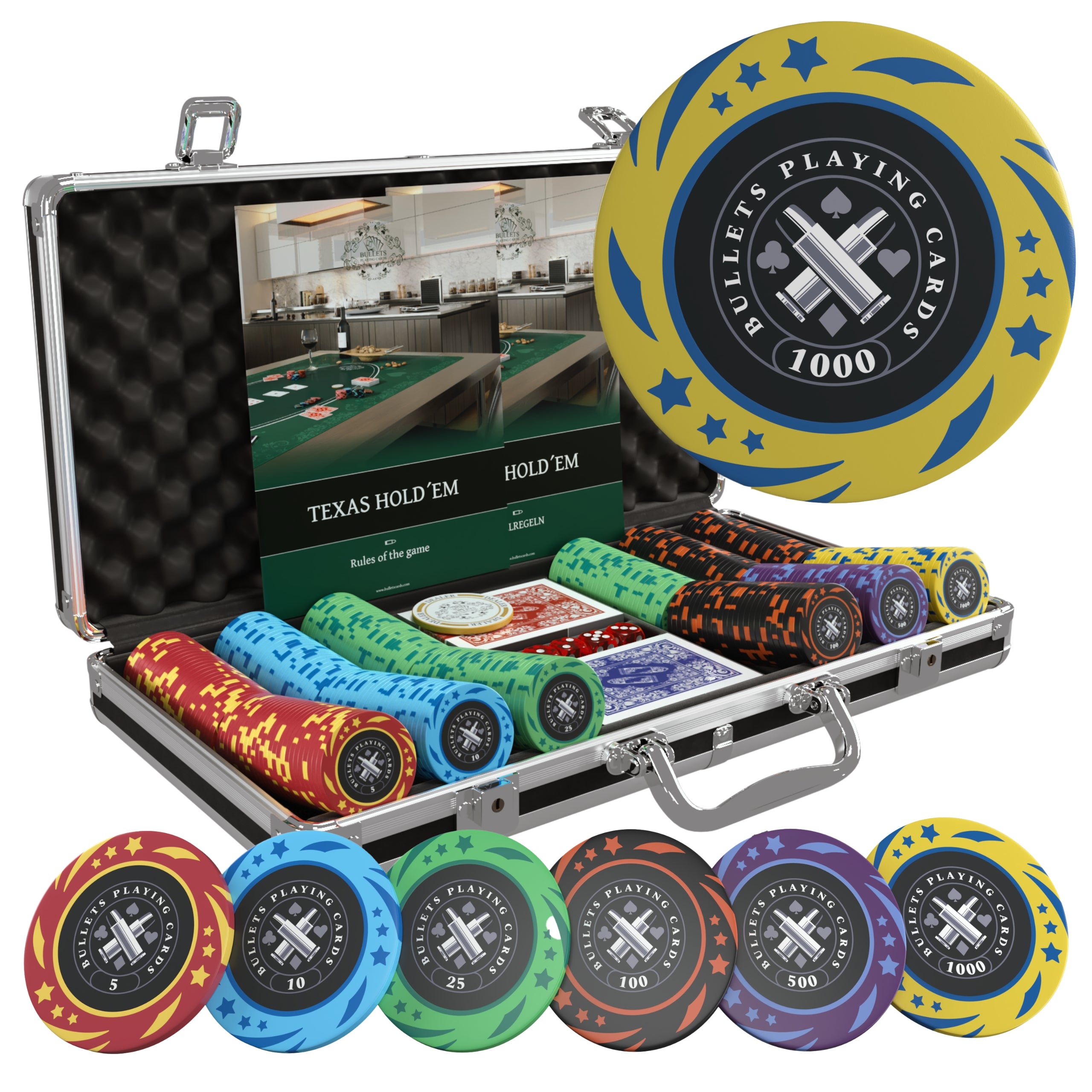 Poker Case with 300 Plastic Chips “Christopher” | Bullets Cards ...