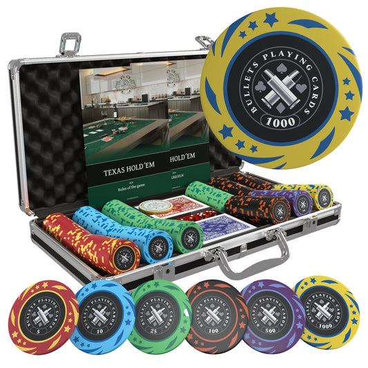 Poker case with 300 plastic poker chips "Janice" with Denominations