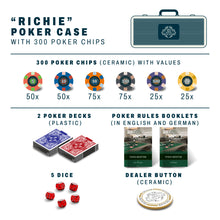 Load image into Gallery viewer, Poker case with 300 ceramic poker chips &#39;Richie&#39; with values