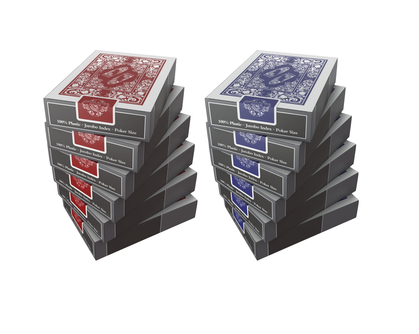 "Blackjack Deal" - 6x deck of cards of one color (red/blue) - Poker-Size - Jumbo Index