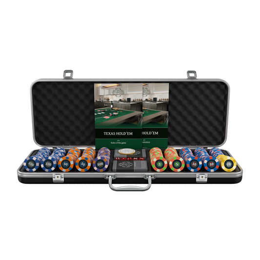 Poker case with 500 ceramic poker chips 'Richie' with values