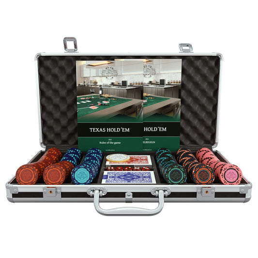 Poker case with 300 clay poker chips "Corrado" No Denominations