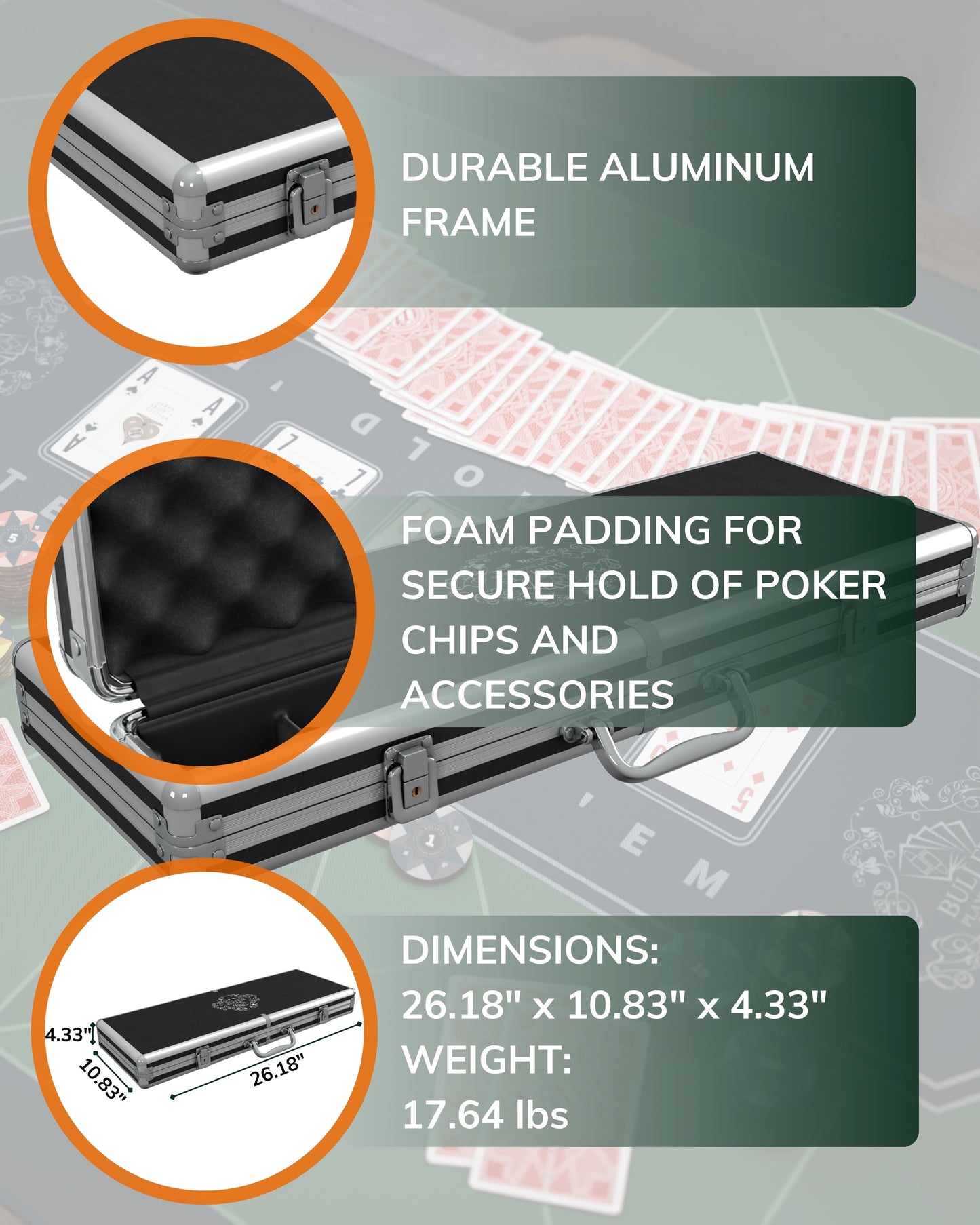 Poker case with 500 plastic poker chips "Janice" with Denominations