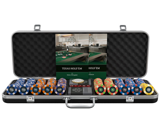 Poker case with 500 ceramic poker chips 'Richie' with Denominations