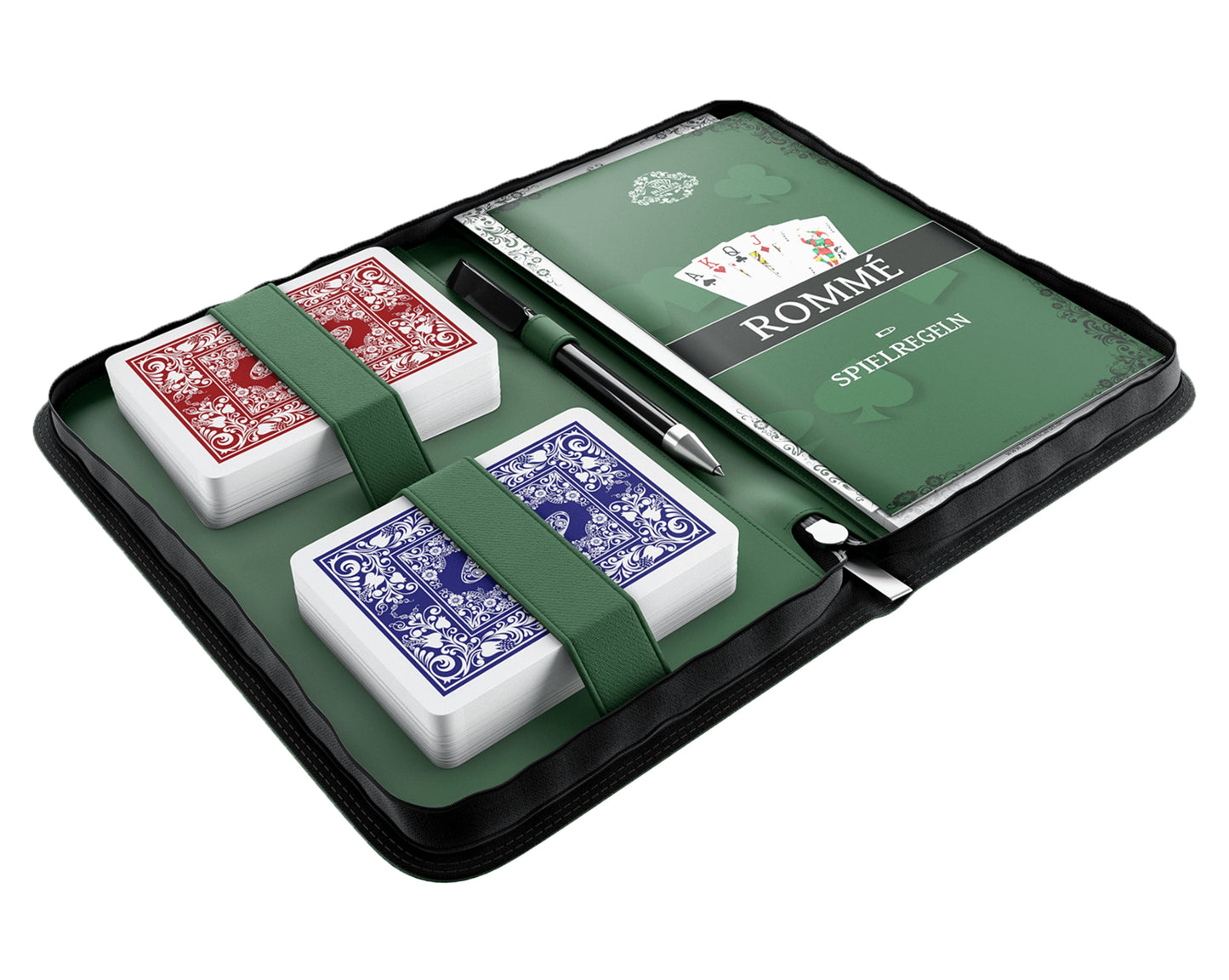 Rummy Set – Faux Leather Case with Cards, Rules & Score Pad