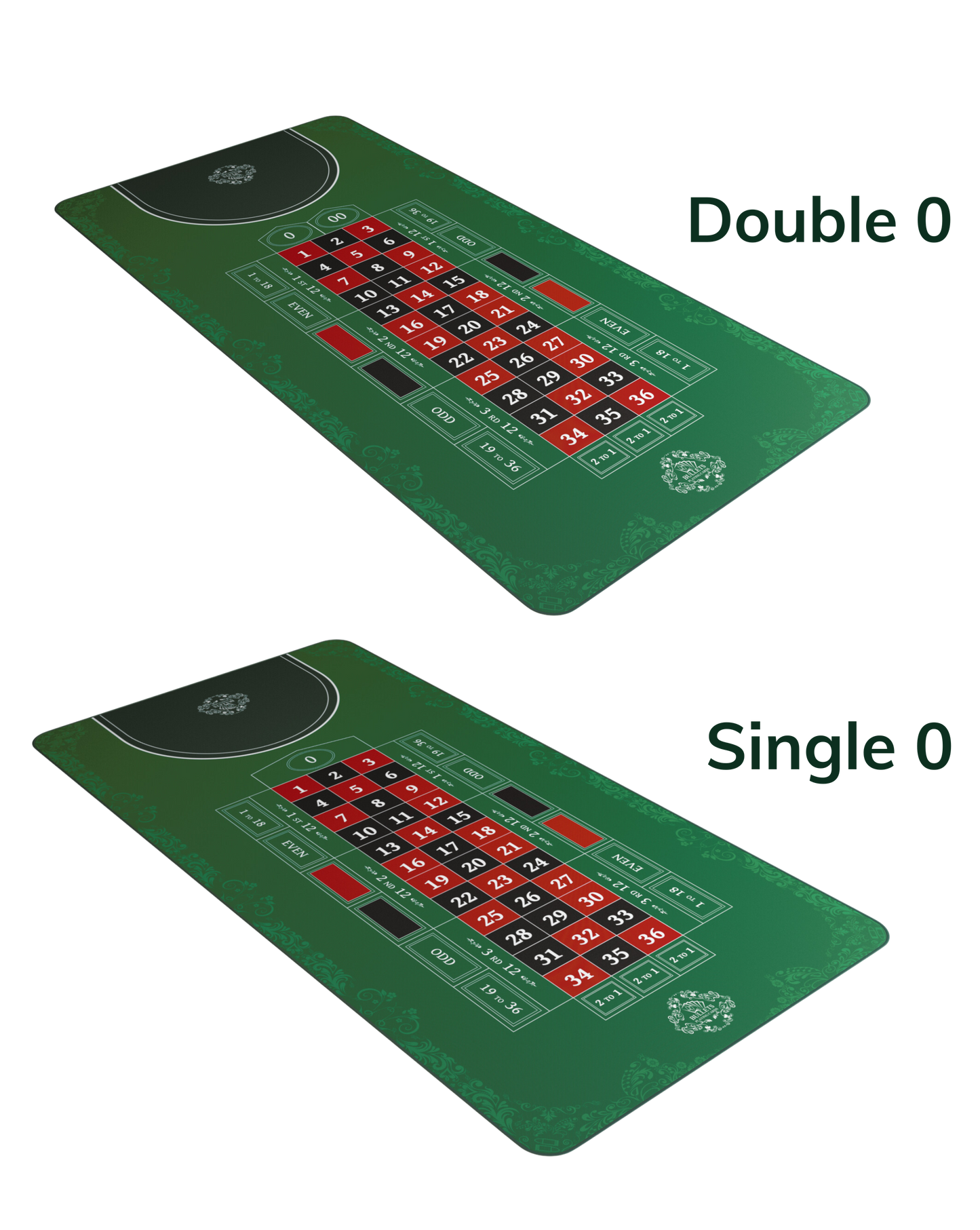 Roulette mat (table layout) - Different Sizes - Double 0 oder Single 0