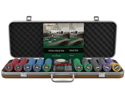 Poker case with 500 ceramic poker chips 'Silvio' with Denominations