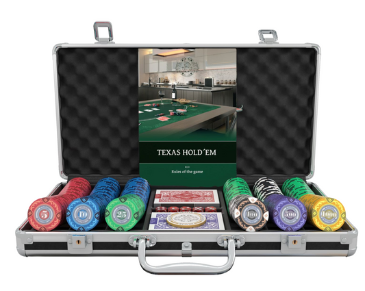 Poker case with 300 clay poker chips "Tony" with Denominations