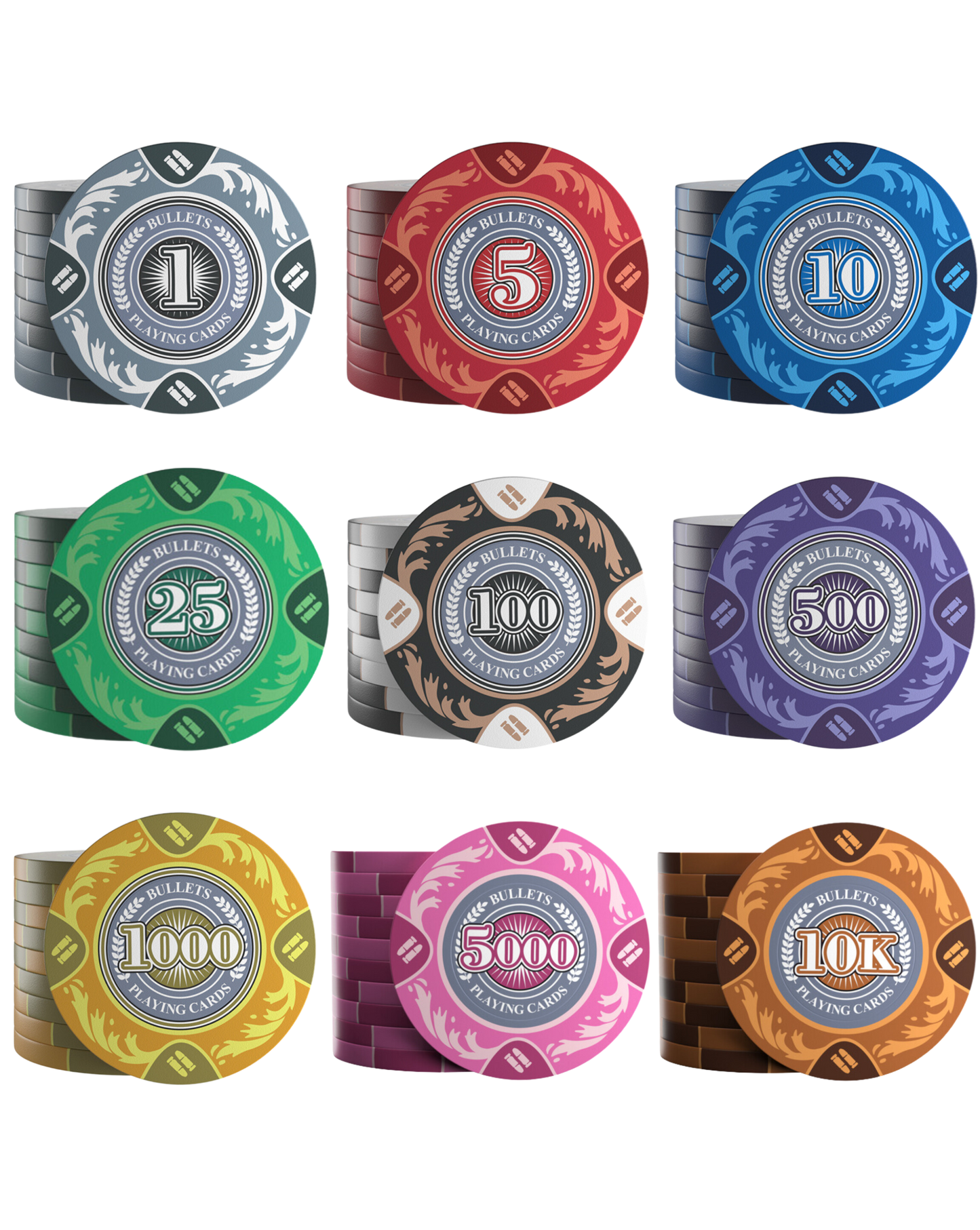 Clay Poker Chips "Tony" with values - role of 20 pcs