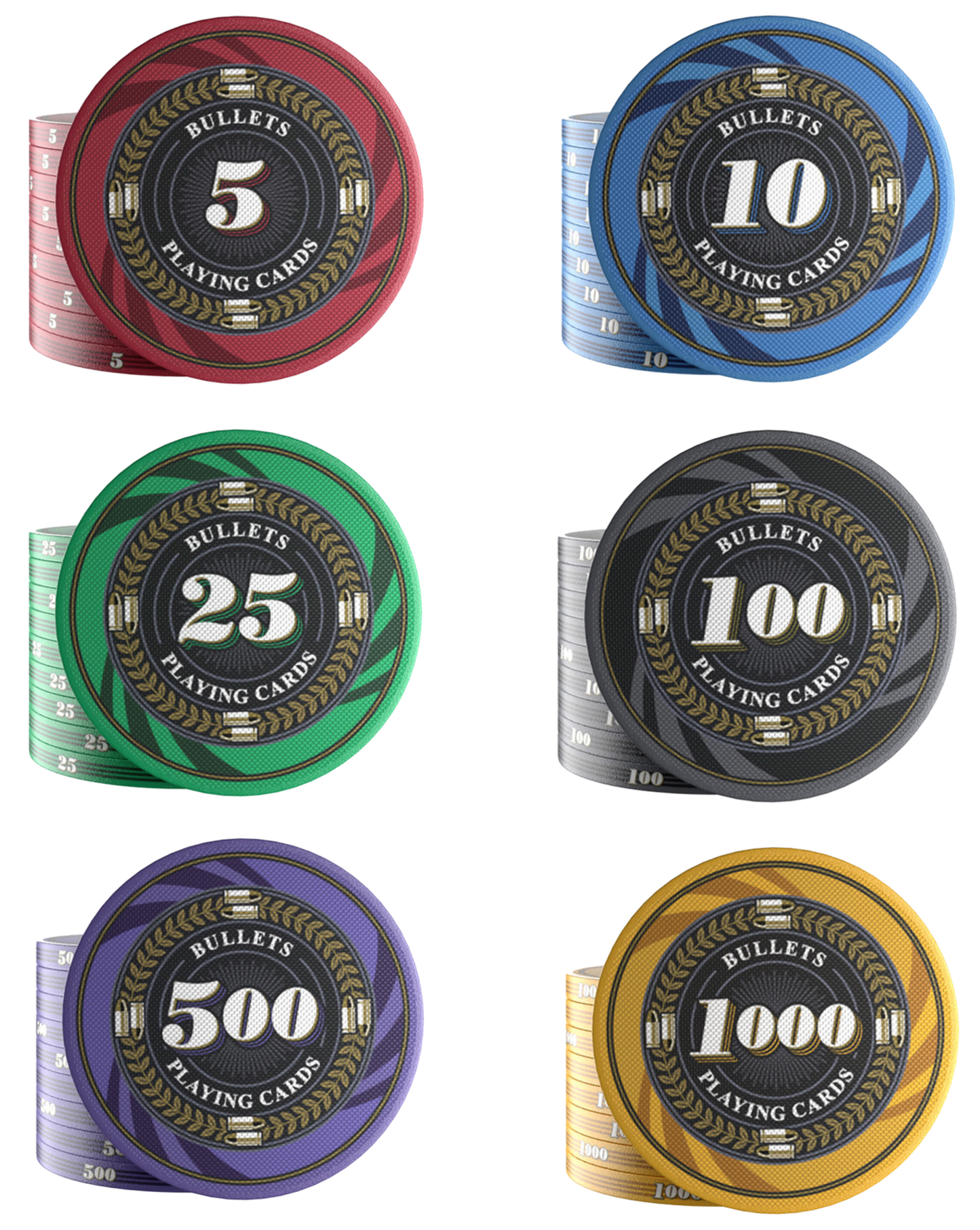 Ceramic poker chips "Silvio" with values - role of 25 pcs