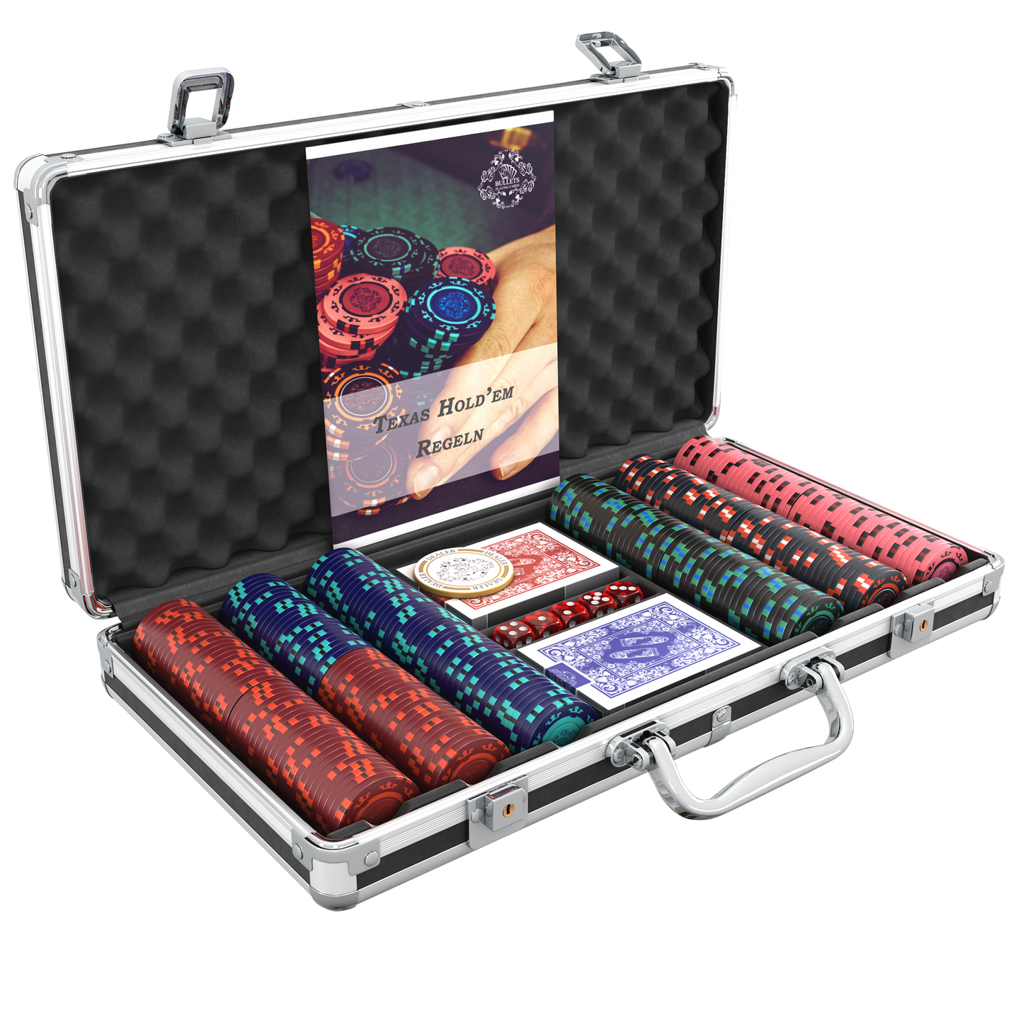 Poker case with 300 clay poker chips "Corrado" without values