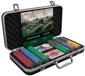 Poker case with 300 ceramic poker chips 'Silvio' with values