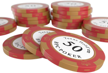 Load image into Gallery viewer, Clay poker chips &quot;Carmela&quot; with values - role of 25 pcs