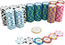 Load image into Gallery viewer, Clay poker chips &quot;Carmela&quot; with values - role of 25 pcs