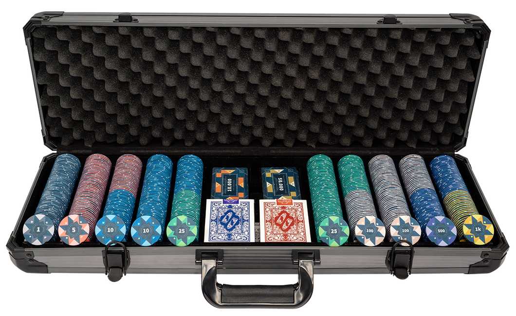 Poker set with 500 ceramic poker chips 