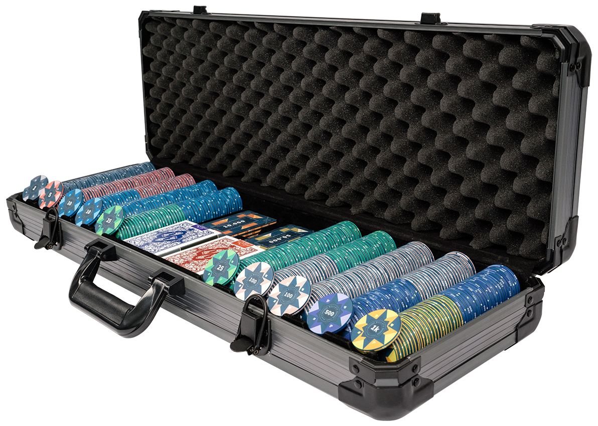 Poker set with 500 ceramic poker chips 