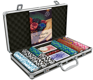 Poker case with 300 clay poker chips 'Carmela' with values
