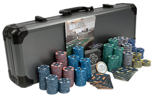 Poker set with 500 ceramic poker chips "Paulie" with denominations.